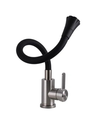 Змішувач для кухні з гнучким виливом Globus Lux Wien SBT2-203SA-B01 чорний гофровилив