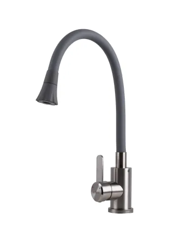 Смеситель для кухни с гибким изливом Globus Lux Wien SBT2-203SA-G03 серый гофроизлив