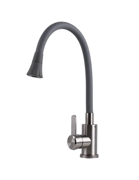 Смеситель для кухни с гибким изливом Globus Lux Wien SBT2-203SA-G03 серый гофроизлив