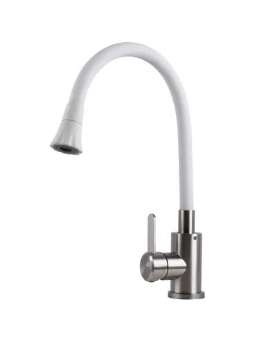 Смеситель для кухни с гибким изливом Globus Lux Wien SBT2-203SA-W07 белый гофроизлив