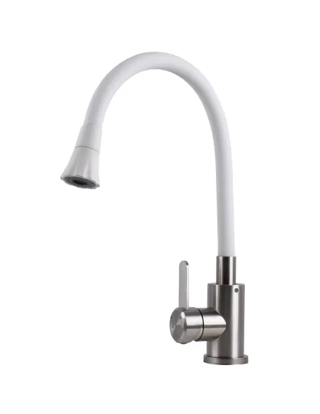 Смеситель для кухни с гибким изливом Globus Lux Wien SBT2-203SA-W07 белый гофроизлив