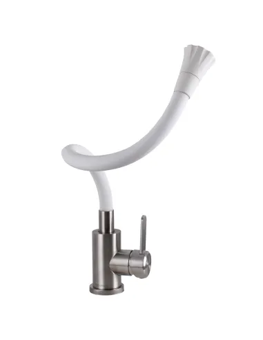 Смеситель для кухни с гибким изливом Globus Lux Wien SBT2-203SA-W07 белый гофроизлив