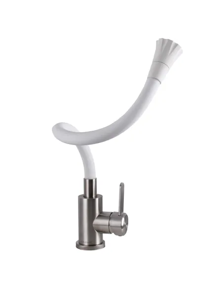 Смеситель для кухни с гибким изливом Globus Lux Wien SBT2-203SA-W07 белый гофроизлив