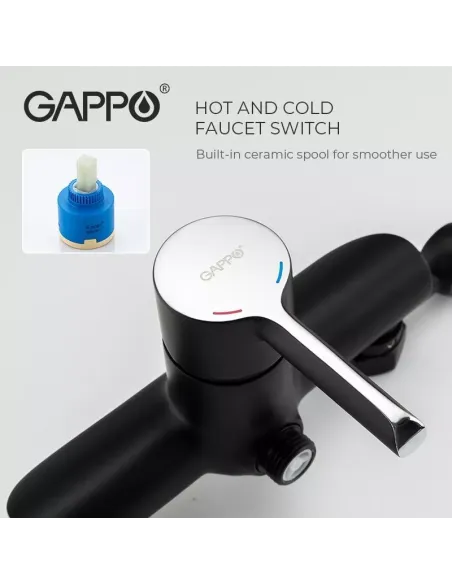 Набор для гигиенического душа со смесителем Gappo G2003-6, черный