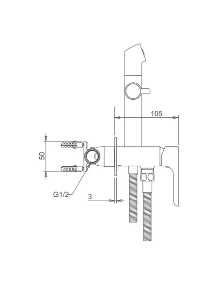 Набор для гигиенического душа со смесителем Gappo G7248-1, хром