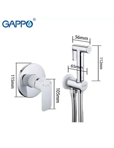 Набор для гигиенического душа со смесителем Gappo G7248, белый хром