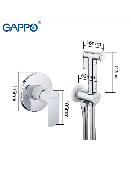 Набор для гигиенического душа со смесителем Gappo G7248, белый хром