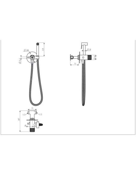 Набір для гігієнічного душу із змішувачем Gappo G7288-6, з гачком, чорний