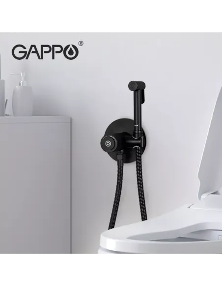Набір для гігієнічного душу із змішувачем Gappo G7288-6, з гачком, чорний