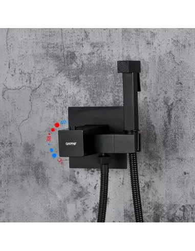 Набор для гигиенического душа со смесителем Gappo G7207-60, с термостатом, черный