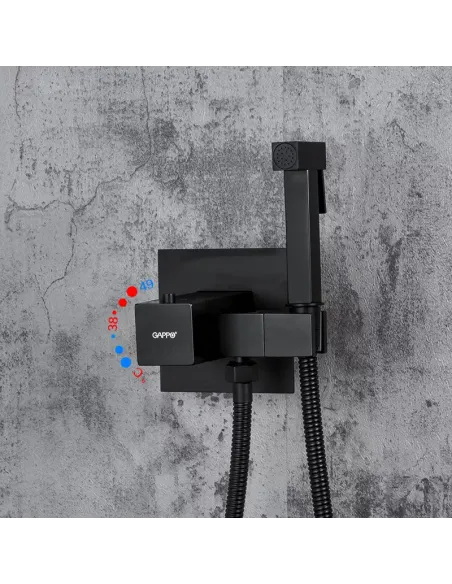 Набор для гигиенического душа со смесителем Gappo G7207-60, с термостатом, черный