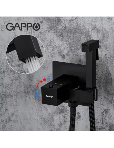 Набор для гигиенического душа со смесителем Gappo G7207-60, с термостатом, черный
