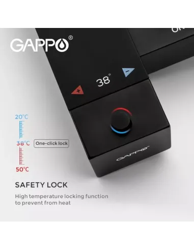 Набор для гигиенического душа со смесителем Gappo G7207-60, с термостатом, черный