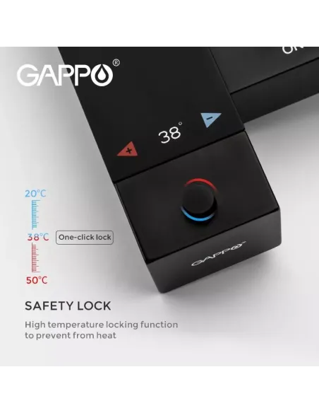 Набор для гигиенического душа со смесителем Gappo G7207-60, с термостатом, черный