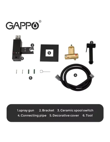 Набор для гигиенического душа со смесителем Gappo G7207-60, с термостатом, черный