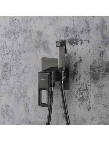 Набор для гигиенического душа со смесителем Gappo G7217-9, оружейная сталь