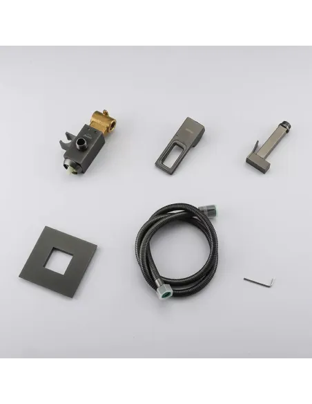 Набор для гигиенического душа со смесителем Gappo G7217-9, оружейная сталь