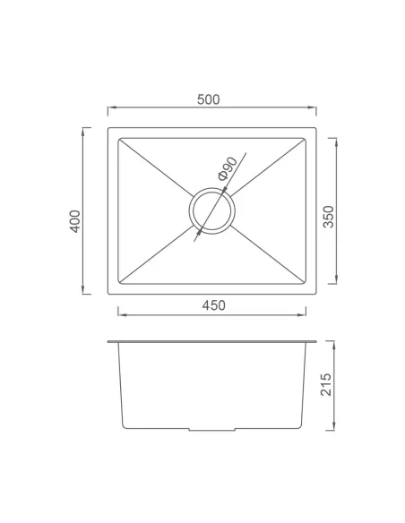 Миття для кухні прямокутне Gappo GS5040-6 з нержавіючої сталі, 500 x 400 x 215 мм, покриття Pvd