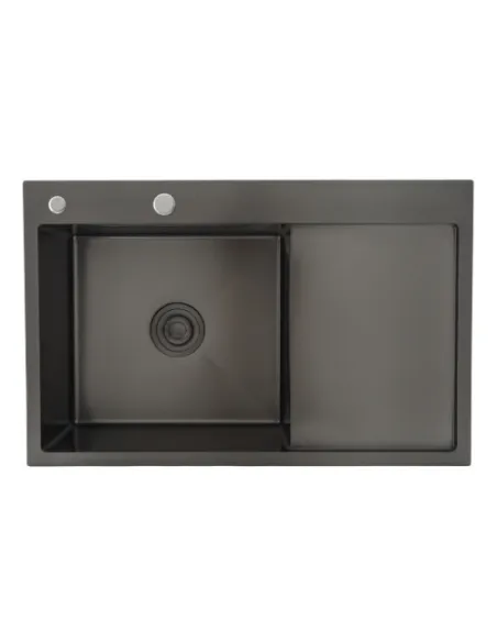 Мойка для кухни прямоугольная Gappo GS7850-6R из нержавеющей стали, 780 x 500 x 215 мм, покрытие Pvd, чаша справа