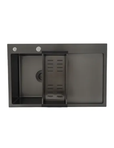 Мойка для кухни прямоугольная Gappo GS7850-6R из нержавеющей стали, 780 x 500 x 215 мм, покрытие Pvd, чаша справа