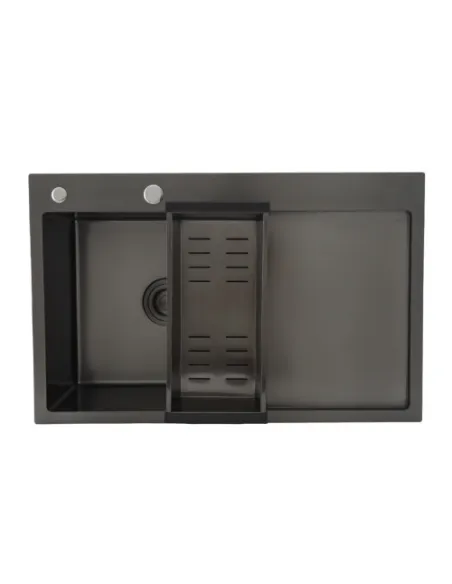 Мойка для кухни прямоугольная Gappo GS7850-6R из нержавеющей стали, 780 x 500 x 215 мм, покрытие Pvd, чаша справа