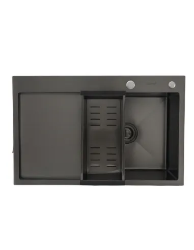 Мойка для кухни прямоугольная Gappo GS7850-6L из нержавеющей стали, 780 x 500 x 215 мм, покрытие Pvd, чаша слева