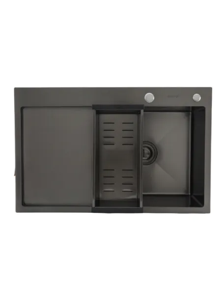 Мойка для кухни прямоугольная Gappo GS7850-6L из нержавеющей стали, 780 x 500 x 215 мм, покрытие Pvd, чаша слева