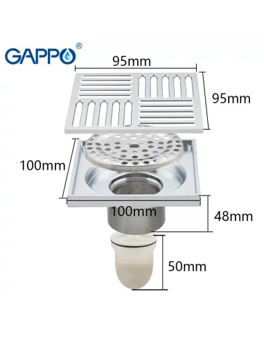 Канализационный трап Gappo G81051, латунь, хром