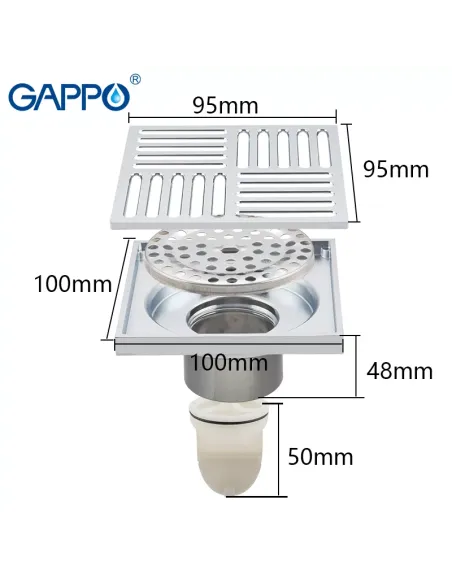 Канализационный трап Gappo G81051, латунь, хром