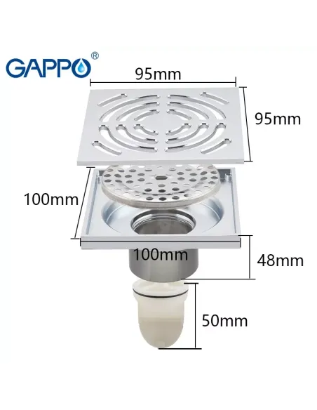 Каналізаційний трап Gappo G81052, латунь, хром