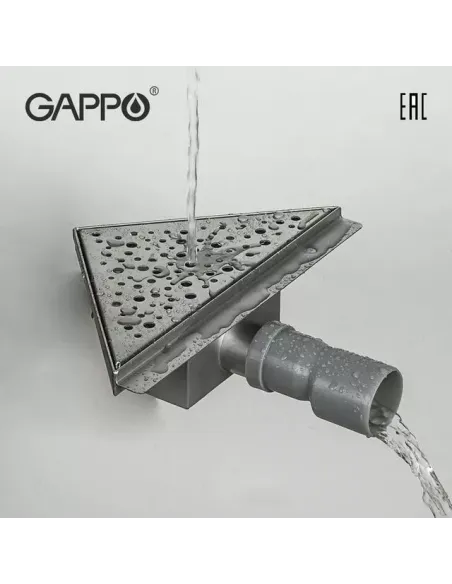 Душевой трап Gappo G82020-1, 200 х 200 мм, нержавеющая сталь, угловой