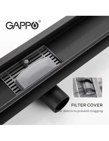 Душовий трап Gappo G86007-36, 70 х 600 мм, нержавіюча сталь, чорний