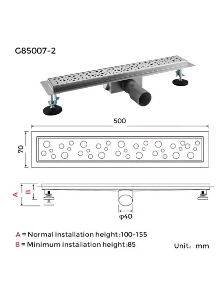 Душевой трап Gappo G85007-2, 70 х 500 мм, нержавеющая сталь