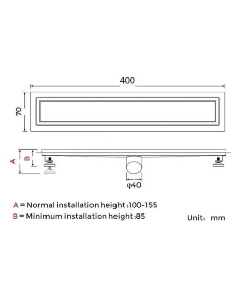 Душевой трап Gappo G810007-4, 70 х 1000 мм, нержавеющая сталь
