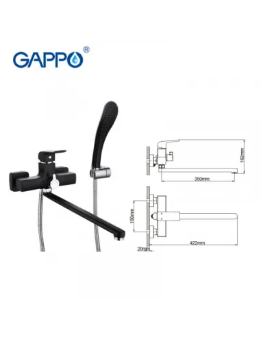 Смеситель для ванны Gappo G2250, черный, с душевым набором