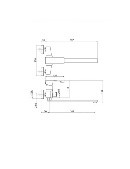 Змішувач для ванни Gappo G2207, хром, з душовим набором