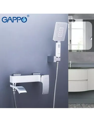 Змішувач для ванни Gappo G3207-8, білий, з душовим набором