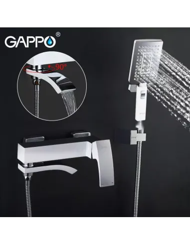 Змішувач для ванни Gappo G3207-8, білий, з душовим набором