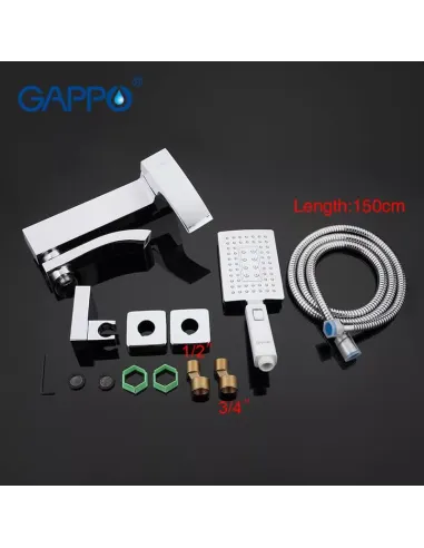 Змішувач для ванни Gappo G3207-8, білий, з душовим набором