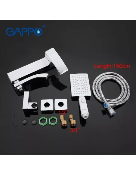 Змішувач для ванни Gappo G3207-8, білий, з душовим набором