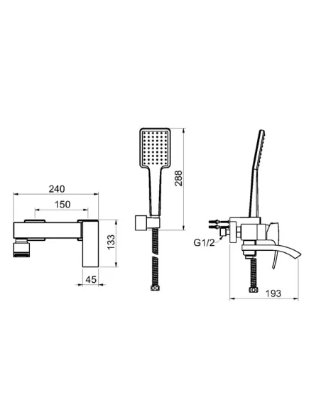 Змішувач для ванни Gappo G3207-8, білий, з душовим набором