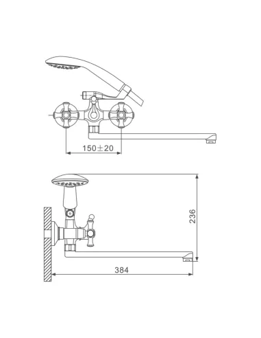 Змішувач для ванни Gappo G2242, хром, з душовим набором