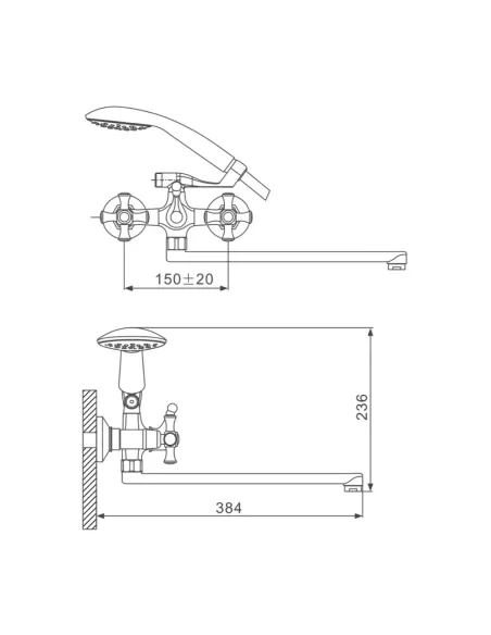 Змішувач для ванни Gappo G2242, хром, з душовим набором