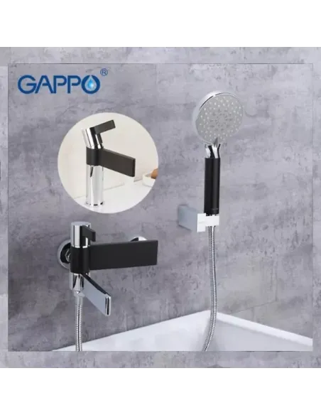 Змішувач для ванни Gappo G3281, чорний, з душовим набором