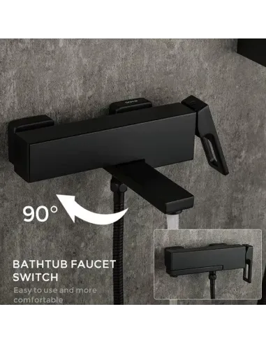 Смеситель для ванны Gappo G3217-6, черный, с душевым набором