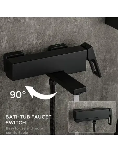 Смеситель для ванны Gappo G3217-6, черный, с душевым набором