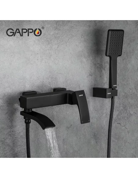 Змішувач для ванни Gappo G3207-6, чорний, з душовим набором