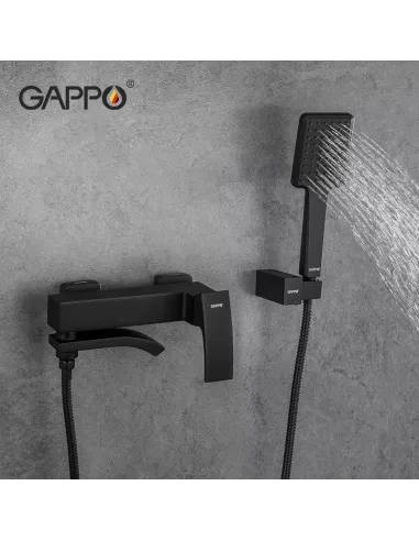 Змішувач для ванни Gappo G3207-6, чорний, з душовим набором