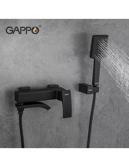 Змішувач для ванни Gappo G3207-6, чорний, з душовим набором