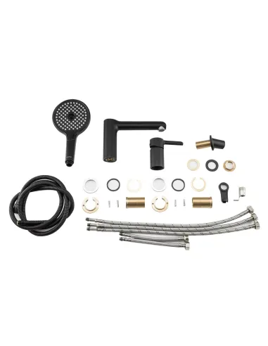 Змішувач для ванни на борт Gappo G1103-6, чорний, з душовим набором